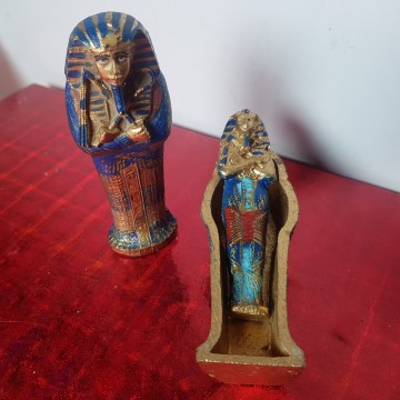 Sarcófago de madera momia faraón Tutankamón pequeño artesanía