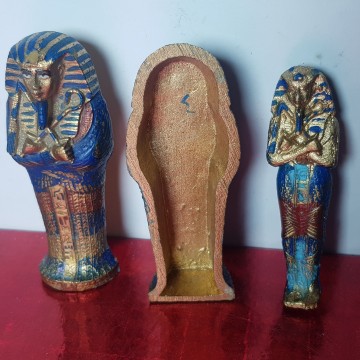 Sarcófago de madera momia faraón Tutankamón pequeño artesanía