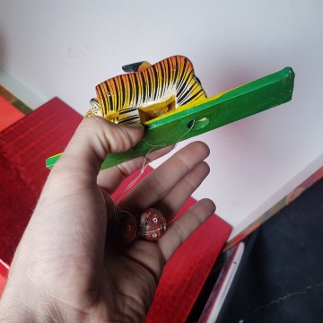 5 € Juguete tigre de madera de la India vintage