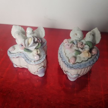 Juego de joyeros de porcelana decorativos con flores y pájaros