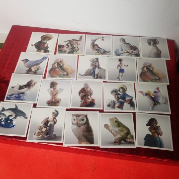 Fichas catálogo figuras Lladró recuadros en cartón satinado