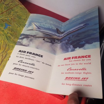 Guía de vuelos Air France antigua modelos de los aviones de la flota