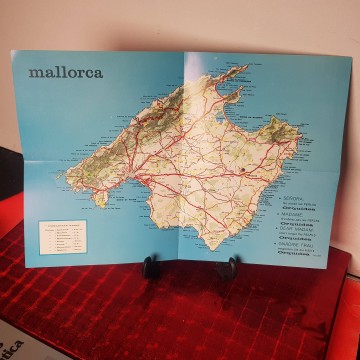 Mapa de Mallorca años 60 publicidad perlas orquídea