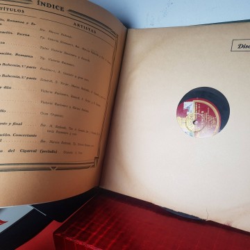 Álbum de discos de pizarra bohemios Odeón antigua Zarzuela