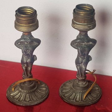 Antiguas lámparas querubines Ángeles de metal plomo o similar comprar