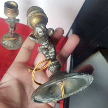 Antiguas lámparas querubines Ángeles de metal plomo o similar comprar