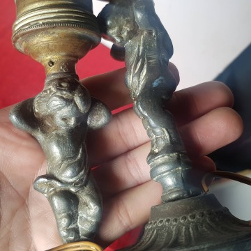 Antiguas lámparas querubines Ángeles de metal plomo o similar comprar
