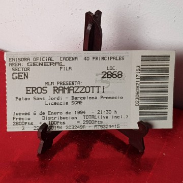Entrada concierto Eros Ramazzotti 6 enero 1994 Palau Sant Jordi
