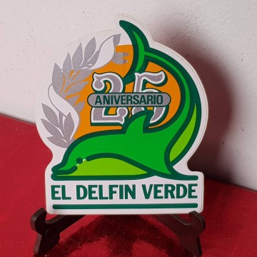 Pegatina Camping el delfin verde 25 aniversario Torroella de Montgrí