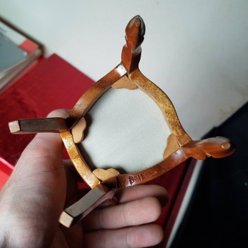 Silla de muñeca miniatura madera boj tapizada para muñecas vintage