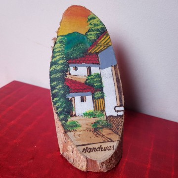 Óleo sobre tronco de árbol de Honduras pintura original tronco madera