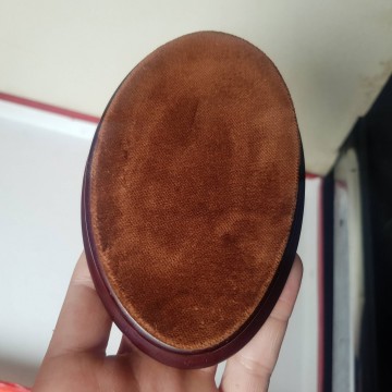 Peana de madera para figura madera granate pedestal forrada terciopelo