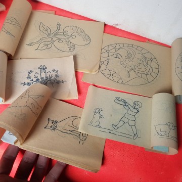 Dibujos planchables el dibujante lote hojas transferibles antiguas
