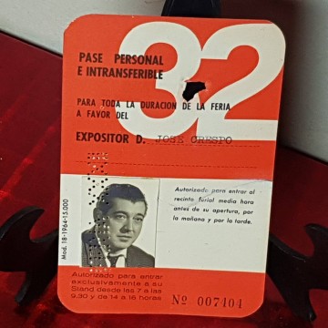 Pase entrada Feria de Barcelona 1964 antigua antiguo pase años 60