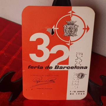 Pase entrada Feria de Barcelona 1964 antigua antiguo pase años 60