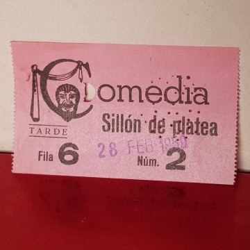 Entrada teatro Comedia Antigua 28 febrero 1959 antigüedades librería