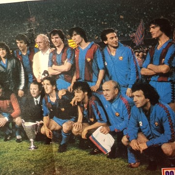 Póster plantilla FC Barcelona, Meyba años 80