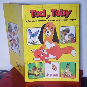 Álbum plancha vacío antiguo cromos Tod y Toby Walt Disney Panini
