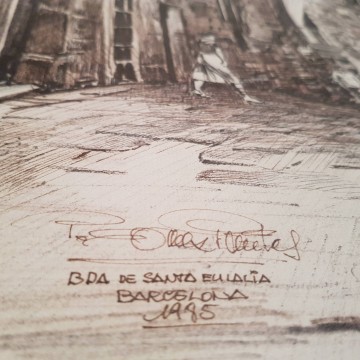 Dibuix original baixada de Santa Eulalia Barri gotic pintura comprar