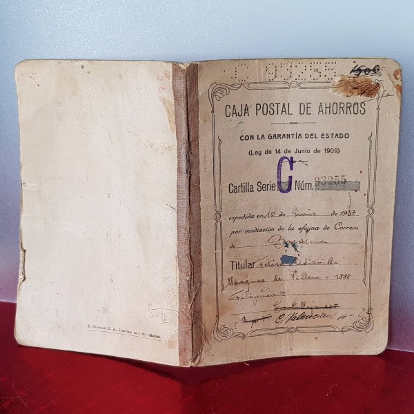 Libreta Caja Postal de ahorros antigua años 30 1937 cartilla librería Libreta Caja Postal de ahorros antigua años 30 1937 cartilla librería