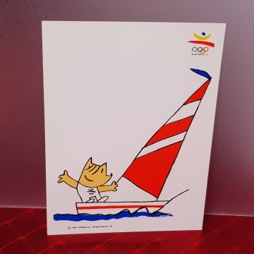 Postal cobi Barcelona 92 regata vela fotos Julián 35 postal del Cobi