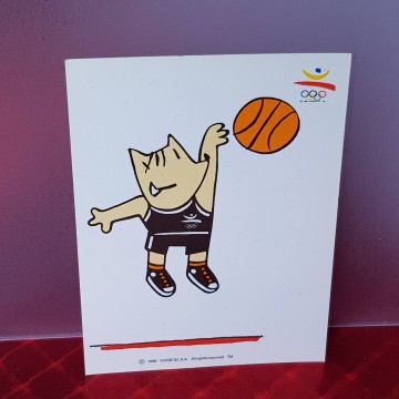 Postal cobi baloncesto colección olímpica Barcelona 92 basket Cobi