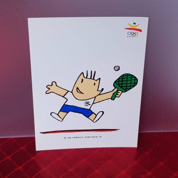 Postal Barcelona 92 Cobi tenis de mesa ping pong postal Olimpiadas 92