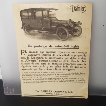 Automóvil Daimler 6 cilindros publicidad antigua automóvil Daimler