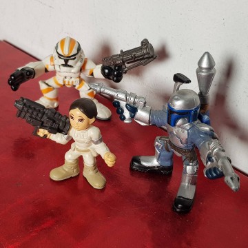 Lote figuras PVC Star Wars Hasbro Galactic héroes Boba Fett, Rey cody