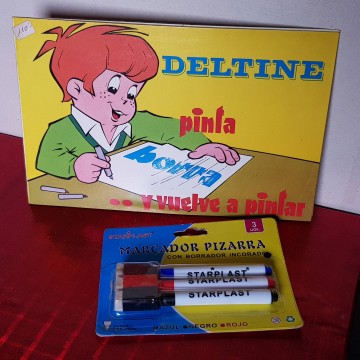 Pizarra borrable con dibujos deltine pinta y vuelve a pintar años 80
