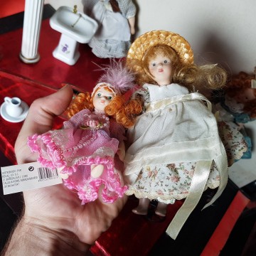 Lote muñecas de porcelana victorianas balancín columna casa de muñecas