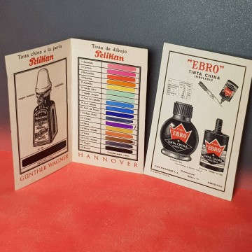 Folleto tinta china Pelikan Ebro antiguos folletos muestrario colores