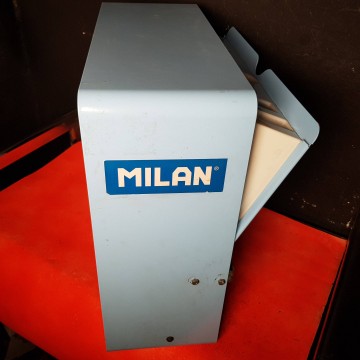 Dispensador gomas de borrar Milán años 80 metal papelería publicidad