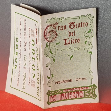 Programas antiguos Gran Teatro del Liceo temporada de invierno 1915-16