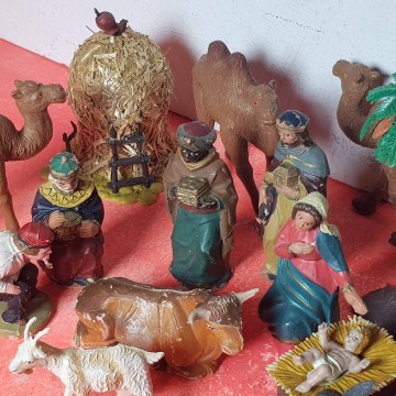 Belén antiguo años 70 de plástico pech pesebre vintage en caja
