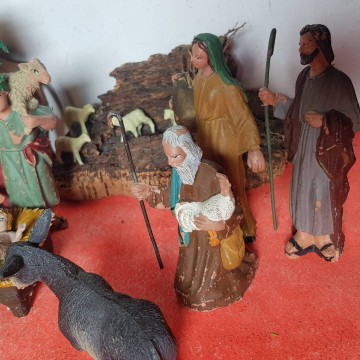 Belén antiguo años 70 de plástico pech pesebre vintage en caja