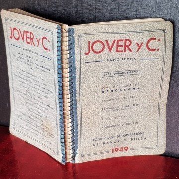 libro contabilidad antiguo  Jover y C. banqueros. debe haber cobros