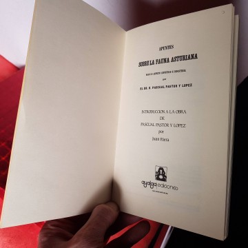Apuntes sobre la fauna asturiana, Pascual Pastor y López libro antiguo