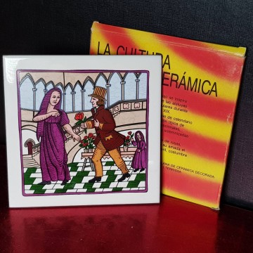 Azulejo Día de la rosa 23 abril san jorge baldosa rajola sant jordi