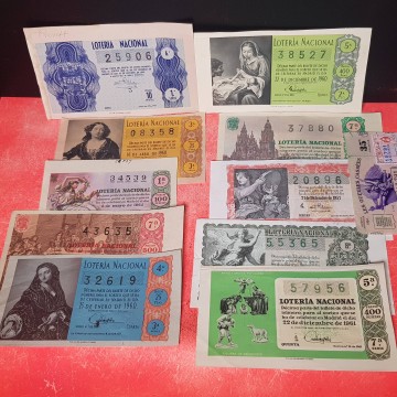 Lotería nacional decimos antiguos años 40 50 60 lote mercadillo