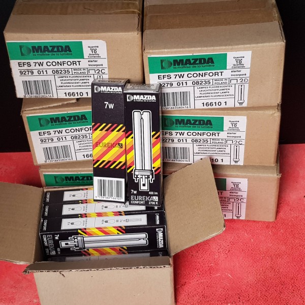 LOTE LÁMPARAS FLUORESCENTES 7W 400 lm mazda 2 pins LOTE LÁMPARAS FLUORESCENTES 7W 400 lm mazda 2 pins