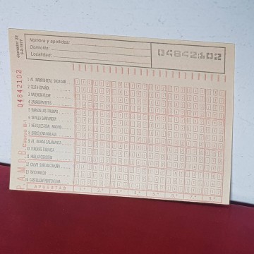 QUINIELA DE FÚTBOL 6 FEBRERO 1977.