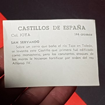 CROMO CASTILLO DE SAN SERVANDO, TOLEDO.