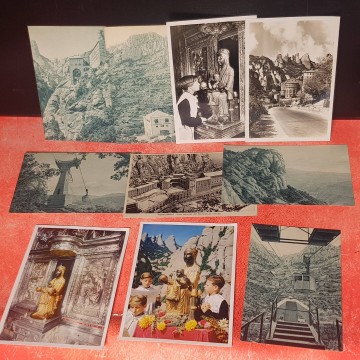 lote de 10 postales del macizo, santuario y Virgen de Montserrat..