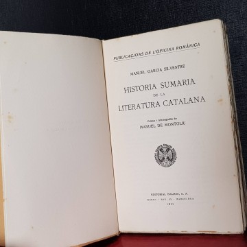 HISTÒRIA SUMARIA DE LA LITERATURA CATALANA, M. GARCIA SILVESTRE.