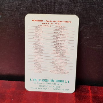 CALENDARIO TAURINO BODEGAS LÓPEZ DE HEREDIA - VIA TONDONIA.
