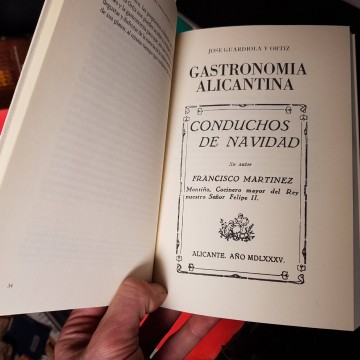 GASTRONOMÍA ALICANTINA, JOSÉ GUARDIOLA Y ORTIZ.