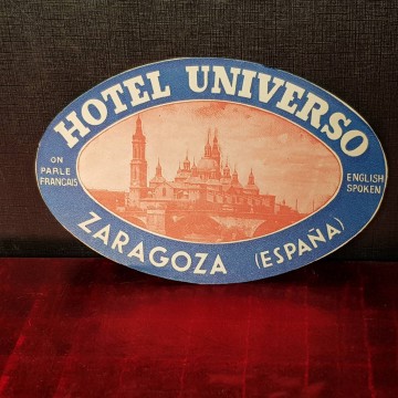 ETIQUETA HOTEL UNIVERSO ZARAGOZA.