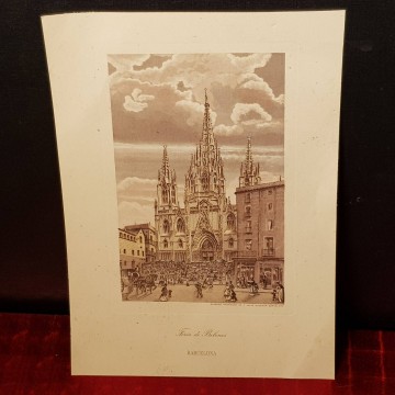 LITOGRAFÍA FERIA DE BELENES DE BARCELONA.
