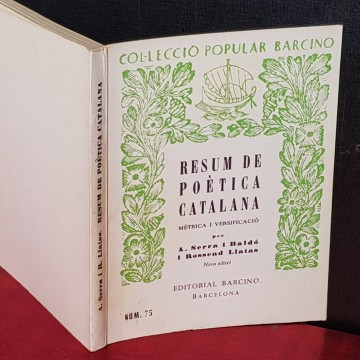 RESUM DE POÈTICA CATALANA, A. SRRA I BALDÓ.
